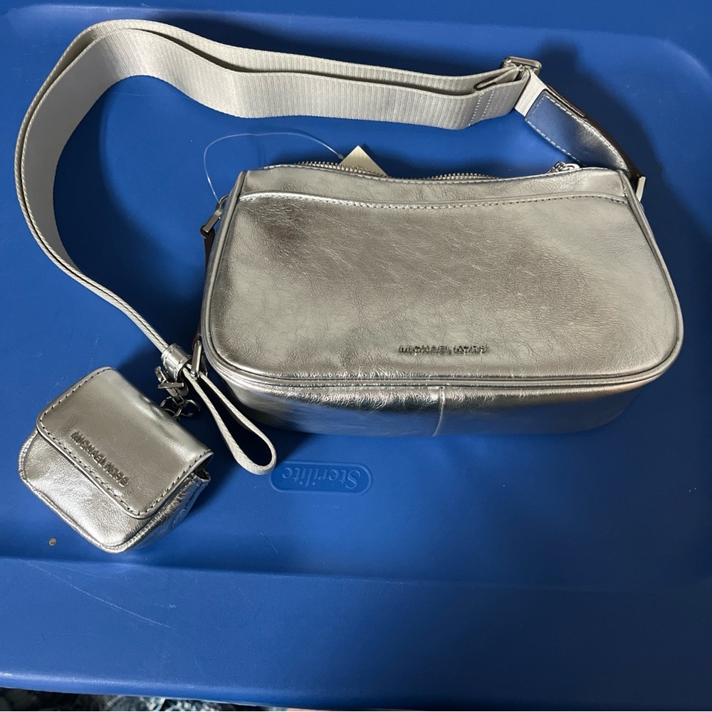 Michael Kors Collection Metallic Silver Mini Bag Duo